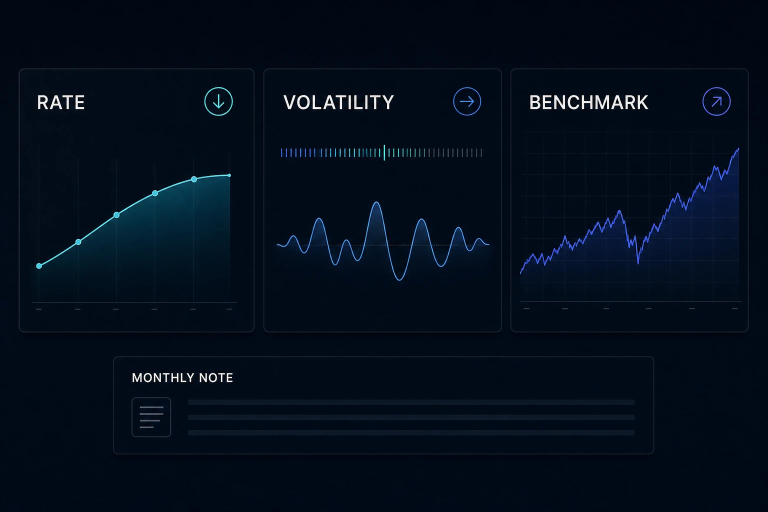 金利、VIX、主要指数を並べたダッシュボードの模式図