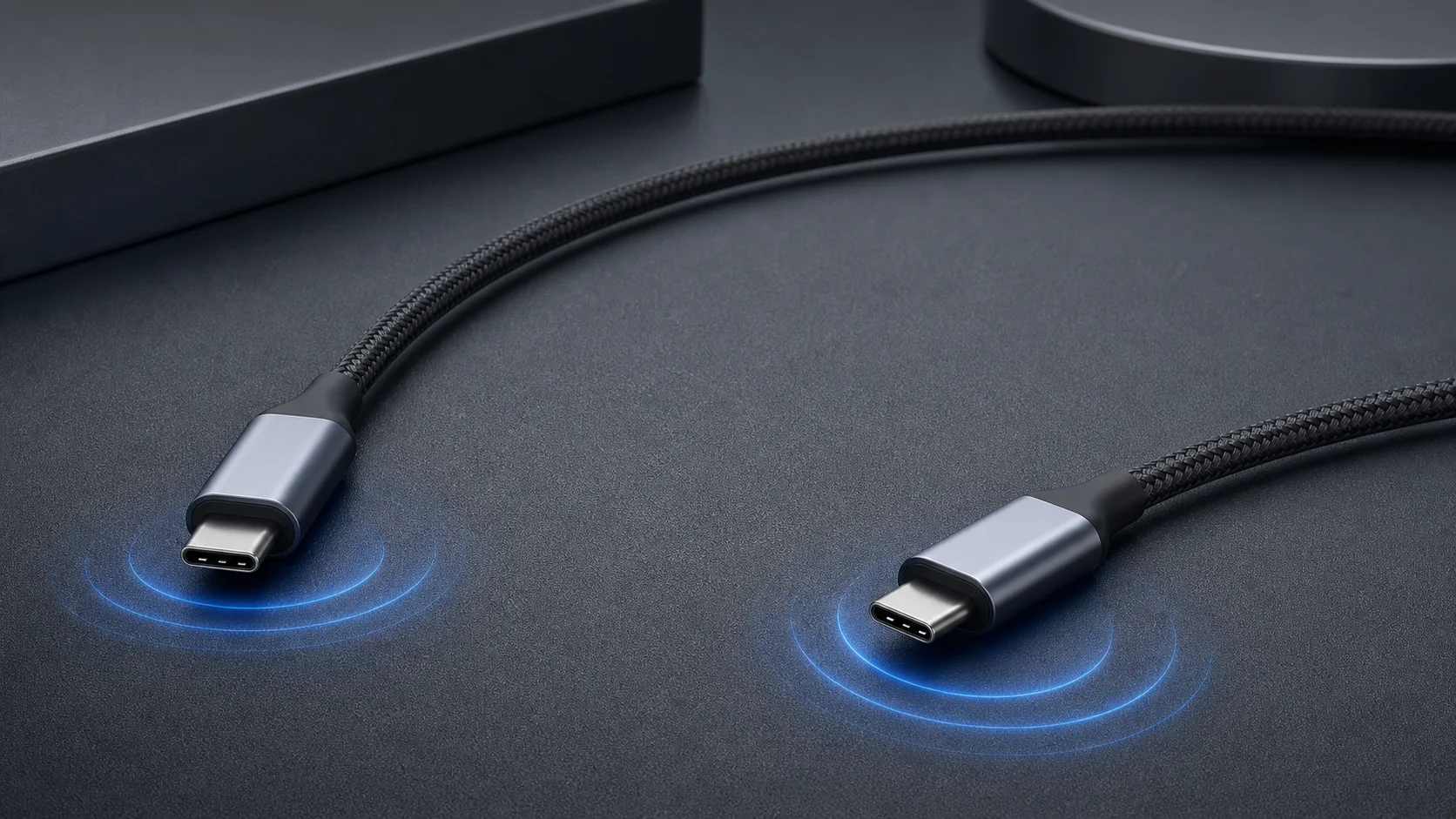 USB-Cケーブルの電力表示、端子、充電器、機器仕様を照合するイメージ